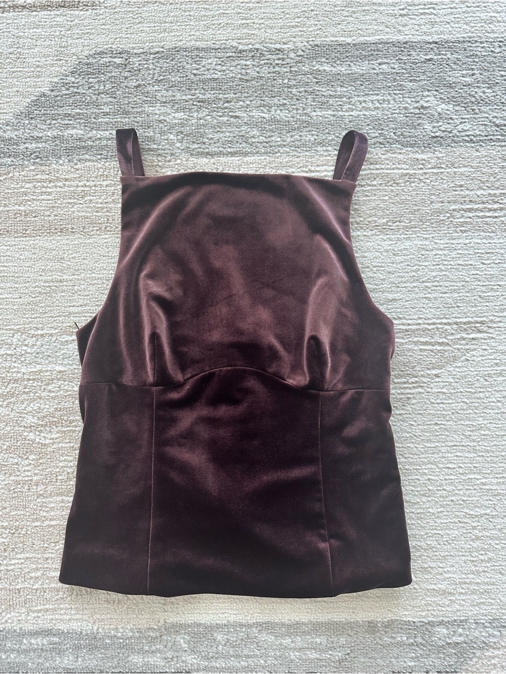 Zara Velvet Fall Holiday Square-Neck Bow-Back Cami Top in Plum Size M
